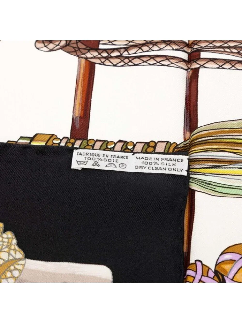 ★SOLD★ Hermes Carre 90 Pasementerie Strap Decoration Scarf Black White Silk - Picture 7 of 7